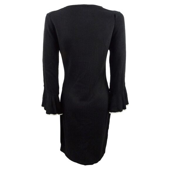 Calvin Klein Women's Bell-Sleeve Sweater Dress - Black - Picture 2 of 2